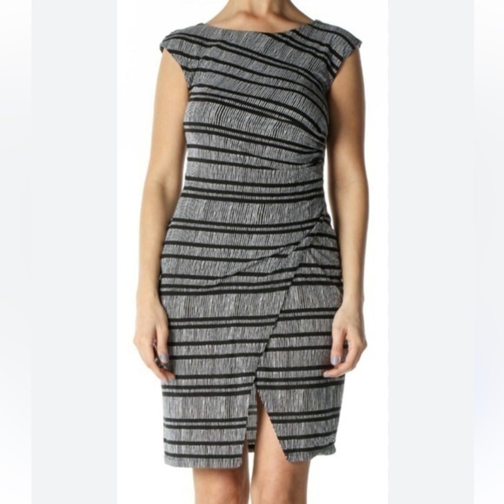 Loft Black and White Striped Dress SP Small Petite S